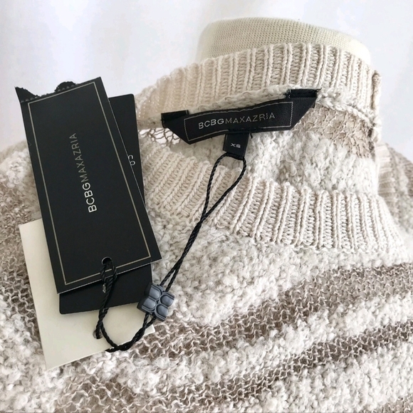 BCBG MAXAZRIA NWT Wool Blend Semi Sheer Trendy Hi-low Crewneck Sweater Seize XS - Picture 9 of 10